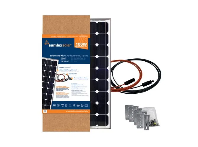 SSP-100-KIT – SAMLEX AMER Solar Kit, Expansion Solar Kit 100 Watts/ 5.81 Amp Rigid Panel 47-1/4 Inch Height x 21.73 I...